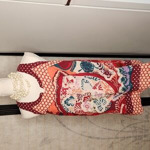 Multicolor Floral & Dot Print Tank Top - Red/Orange